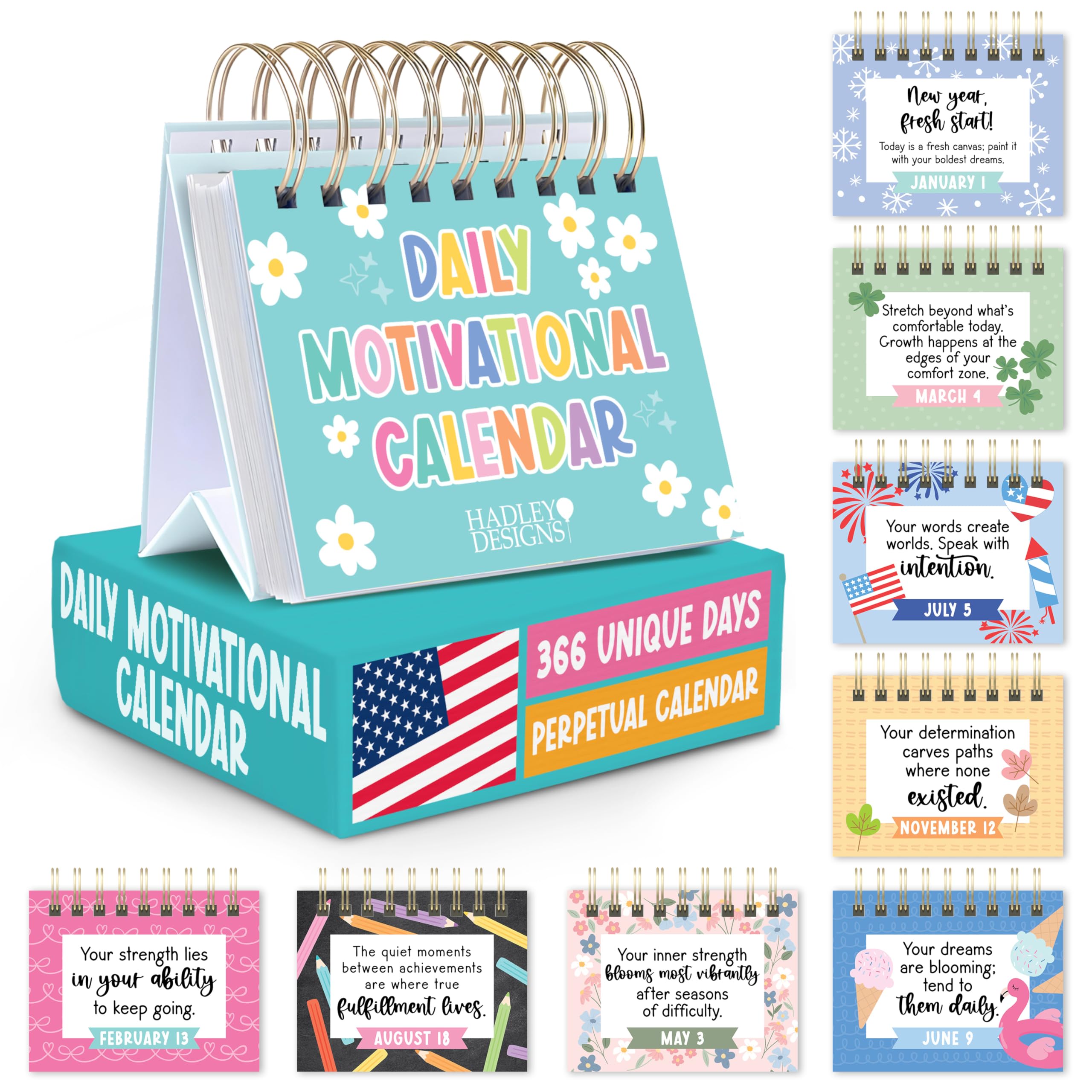 Daily Motivational Quotes For Desk - Inspirational Desk Calendar 2026, Flip Perpetual Calendar, Daily Affirmations For Women, Inspirational Gifts For Men, Colorful Motivational Calendars