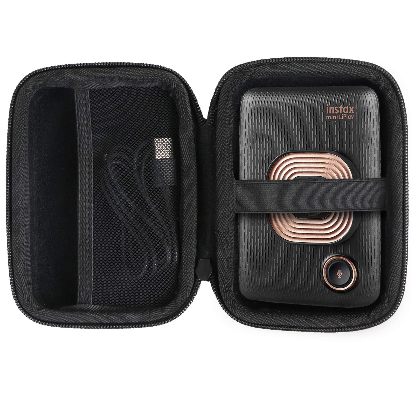 Khanka Hard Case for Fujifilm mini liplay Smartphone Portable Printer.Fits Film Photo Paper and Cables.(Elegant Black)