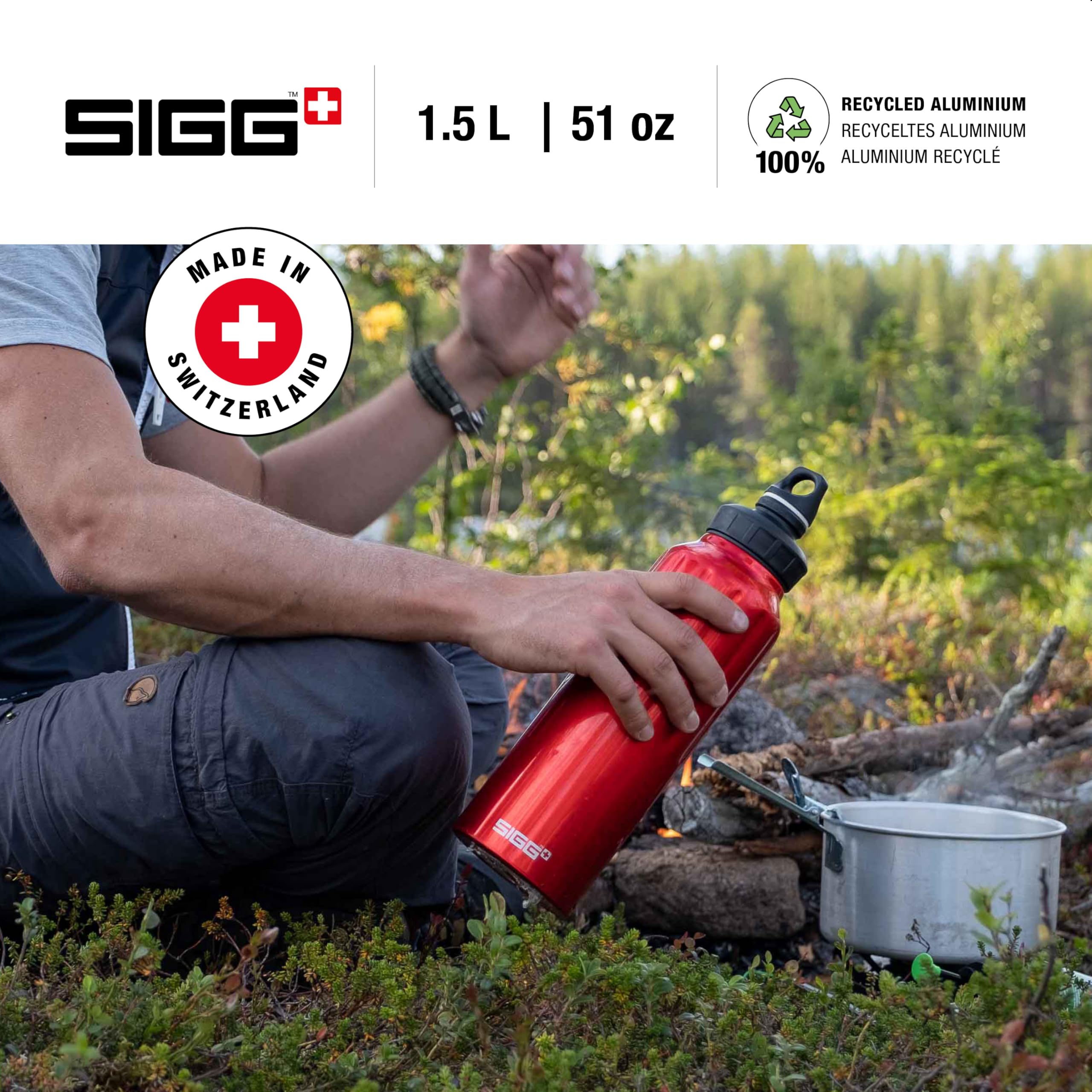 SIGG - Outdoor Water Bottle - WMB Traveller 51 OZ - Swiss Made - Carbonated Drinks - Leakproof, Recycled, Carbon Neutral