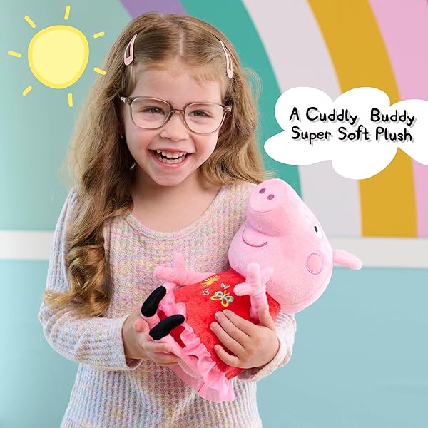 PEPPA PIG GREAT DAY FOR GIGGLES PEPPA 9-INCH PLUSH WITH MUSIC AND SOUND, GIGGLES AND SNORTS, KIDS TOYS FOR AGES 3 UP BY JUST PLAY