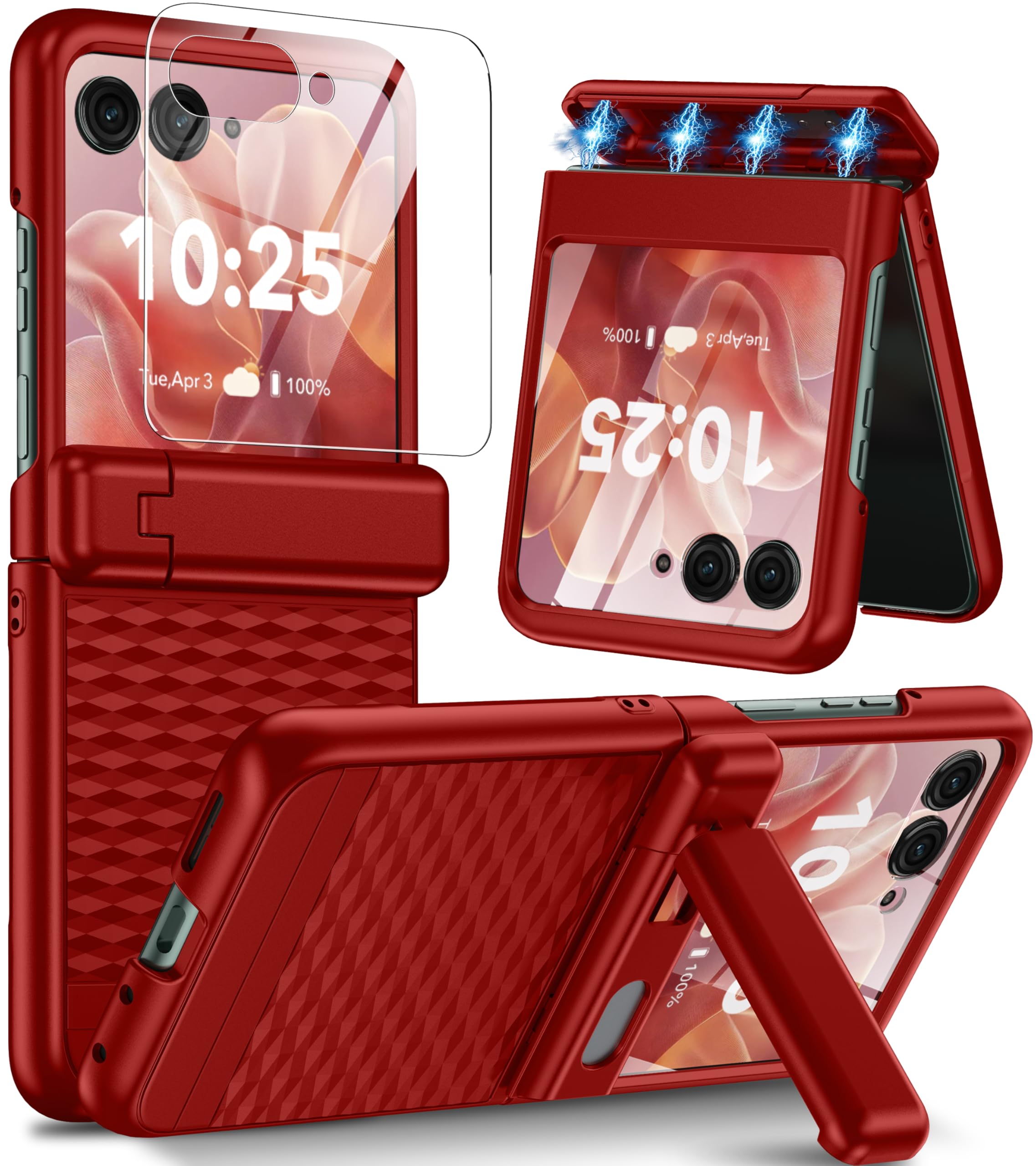 GIVELOT for Motorola Razr 2025 Case/Razr 2024 Case [Hinge Protection＆Kickstand] [Built-in Front Screen Protector] [Anti-Slip][15FT Drop Protection] Shockproof Slim Phone Case for Moto Razr 2025/2024