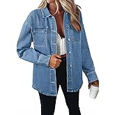 Astylish Women's Oversized Denim Button Down Shirt Chambray Beach Long Sleeve Dressy Casual Fashion Fall Outfit