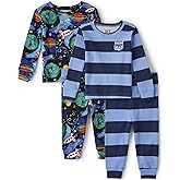 The Children's Place baby-boys And Toddler Long Sleeve Top and Pants Snug Fit 100% Cotton 4 Piece Pajama Set