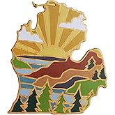 Totally Bamboo Michigan State Shaped Cutting Board and Charcuterie Serving Platter with Artwork by Summer Stokes, Includes Hang Tie for Wall Display Varies