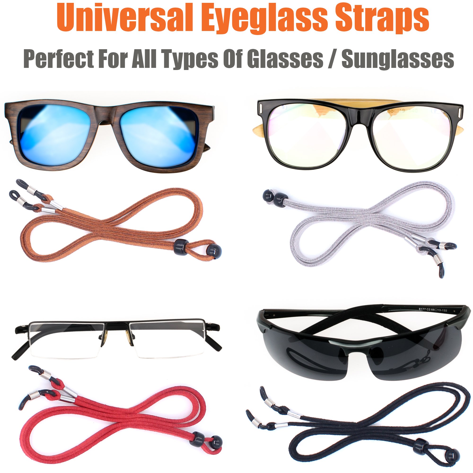 Eyeglass Holder Chain [Pack of 4 + Bonuses] Premium Leather Eyewear Retainer 651307997441 eBay