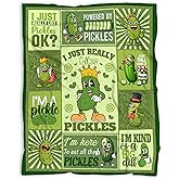 Pickle Blanket, Funny Pickle Gifts for Kids, I Just Really Like Pickles Themed Flannel Blankets, Soft Cozy Lightweight Throw Gifts for Pickle Lover Women Girls Boys 40x50 Inch for Kid