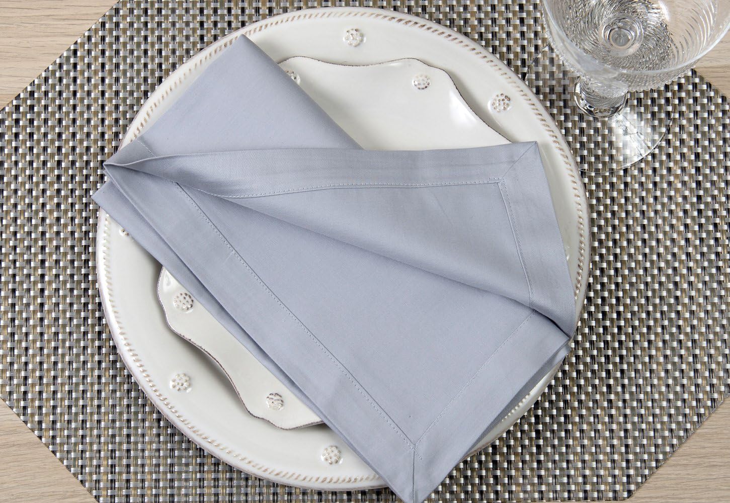 Kora Cotton Napkins Collection 20"x20" Dozen - Assorted Colors Available (Gray)