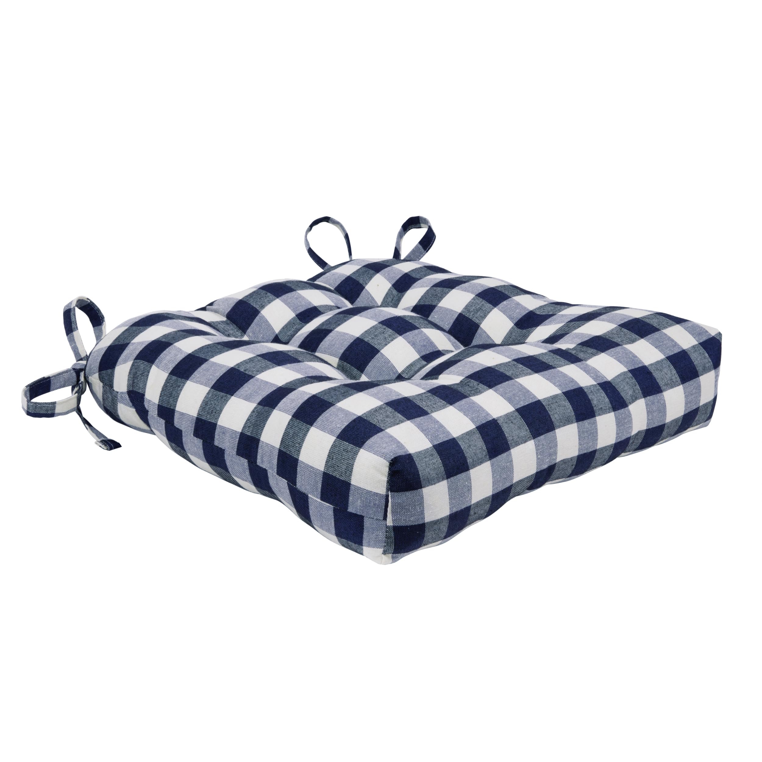 Photo 1 of 2  GoodGram Gingham Plaid Buffalo Checkered Premium Plush Country Farmhouse Chair Cushion Pads with Tear Proof Ties - Assorted Colors