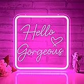 Hello Gorgeous Neon Signs for Wall Decor,Pink Led Neon Sign for Teen Girls Dimmable Led Sign Lights for Aesthetic Room Girls Bedroom Decor, Beauty Salon,Party