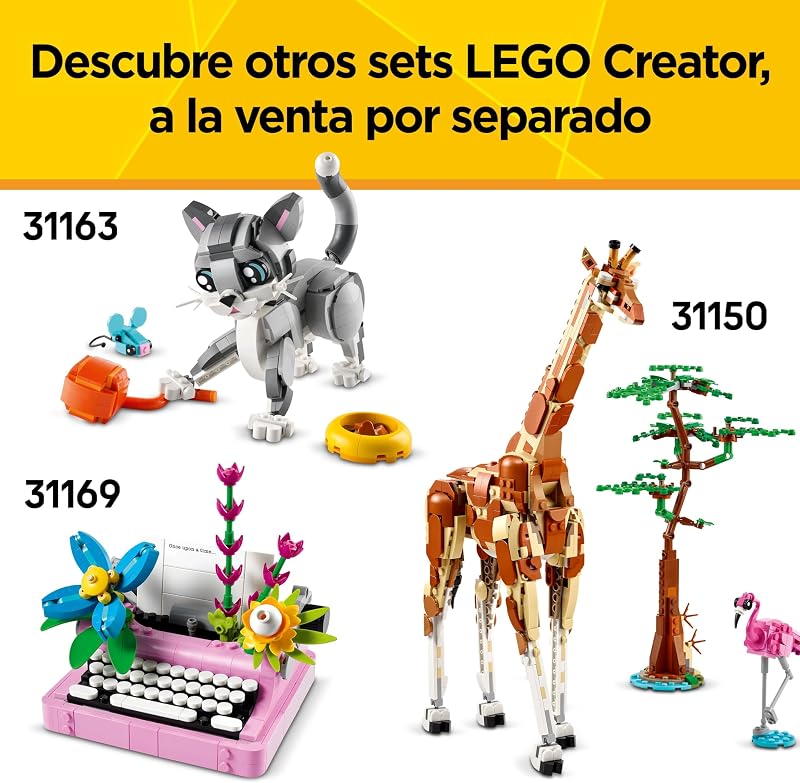 LEGO Creator 3 em 1 Vida Selvagem: Família Panda Transformável em Orca Articulada e Pinguim Figuras de Brinquedo, Jogos de Animais, Presente para Meninas e Meninos 8 Anos e Mais Velhos 31165