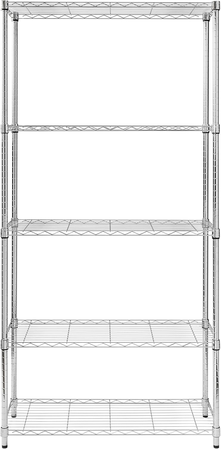 5-Tier Chrome Heavy-Duty Adjustable Shelving Unit with 200-lb Per Shelf Weight Capacity: Home & Kitchen