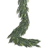 Artiflr Christmas Norfolk Pine Garlands, Real Touch Pine Greenery Garlands Faux Christmas Cedar Garland for Mantle, Holiday Fireplace Winter Decor