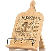 Indirewash Kitchen Conversion Chart Cookbook Stand, Recipe Holder for Kitchen Counter, Cookbook Holder Stand, Unique Gifts for Women, Natural Wood Color
