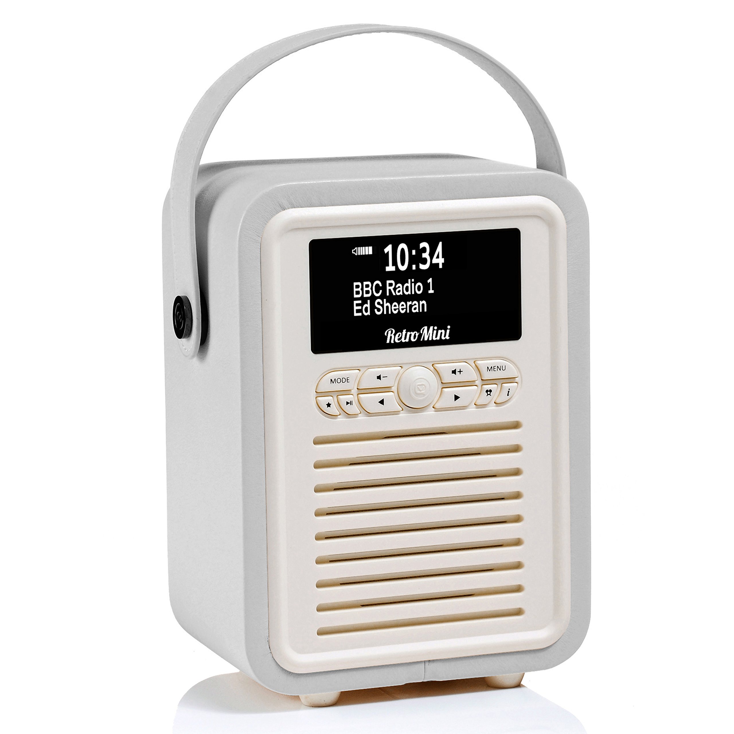 Retro Mini Portable Dab Radio Mains Powered - Digital Dab Radio Alarm Clock - Rechargeable Bluetooth Radio Battery Powered - Bedside FM, Dab+ Radios with Dual Alarms Battery Operated - Light Grey