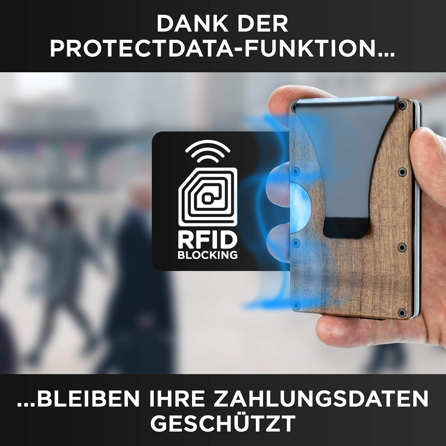 Alltagslösung Kreditkartenetui Herren mit RFID Blocker [Echtholz]