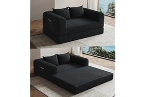 2 in1 Convertible Sofa Bed, Accent Chair,Loveseat Sleeper Sofa, Folding Couch Bed, Fold Out Floor Couch with Pillows for Livi