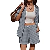 Ekouaer Two Piece Sets for Women Summer Y2K Shirt and Shorts Beach Vacation Cruise Outfits Travel Sweatsuits Lounge Set