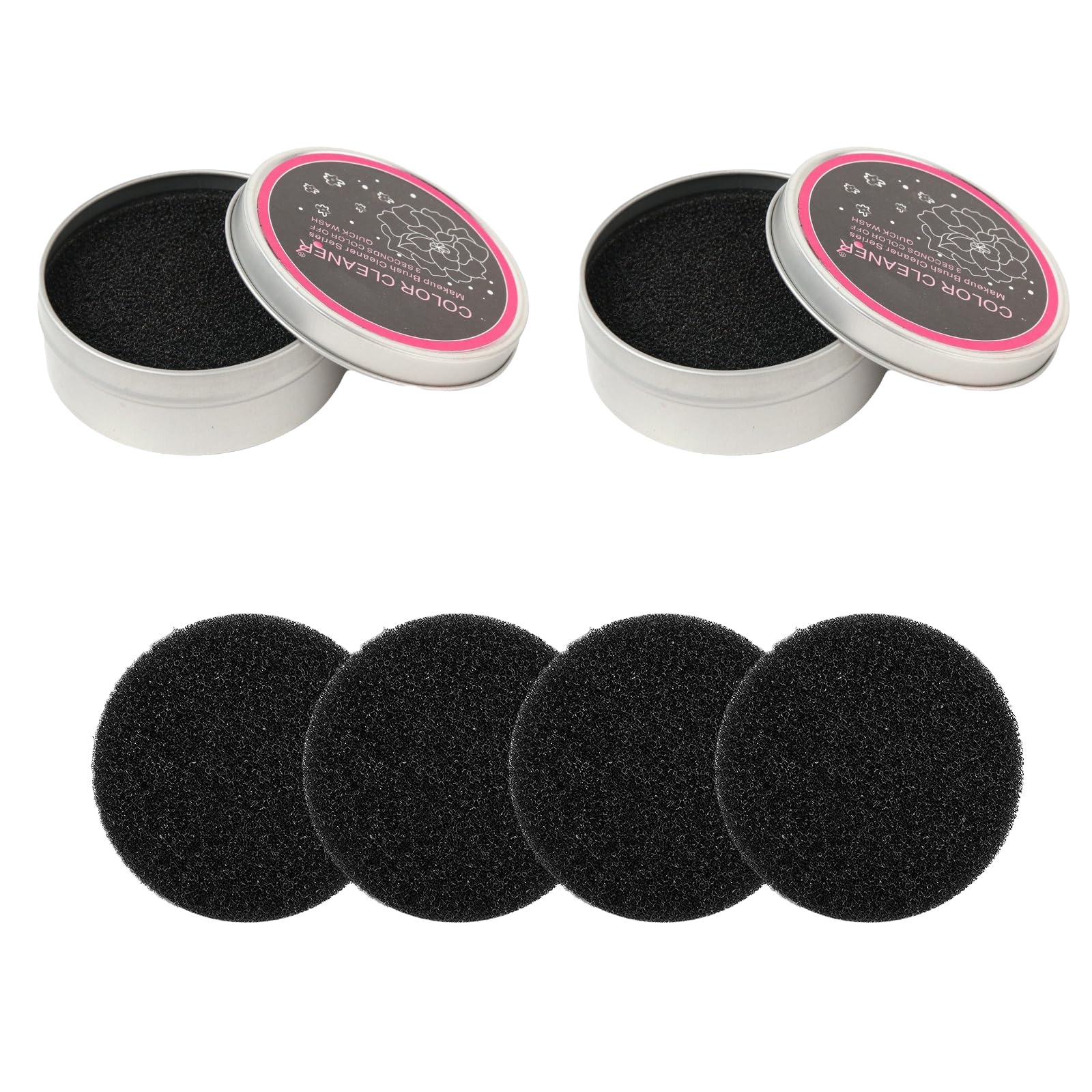 SHULLIN 2 x make-up brush cleaner, brush cleaner, cleaning make-up brush, sponge cleaner, make-up brush cleaner, cleaning with 4 replacement sponges for quick colour changes, easy to clean