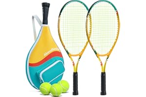 AboveGenius Kids Tennis Racket Set, 21-23 inch Tennis Racket for Toddler Youth Starter Kit, 3 Balls, 2 Lightweight Racquets with Easy Carrying Shoulder Strap Bag