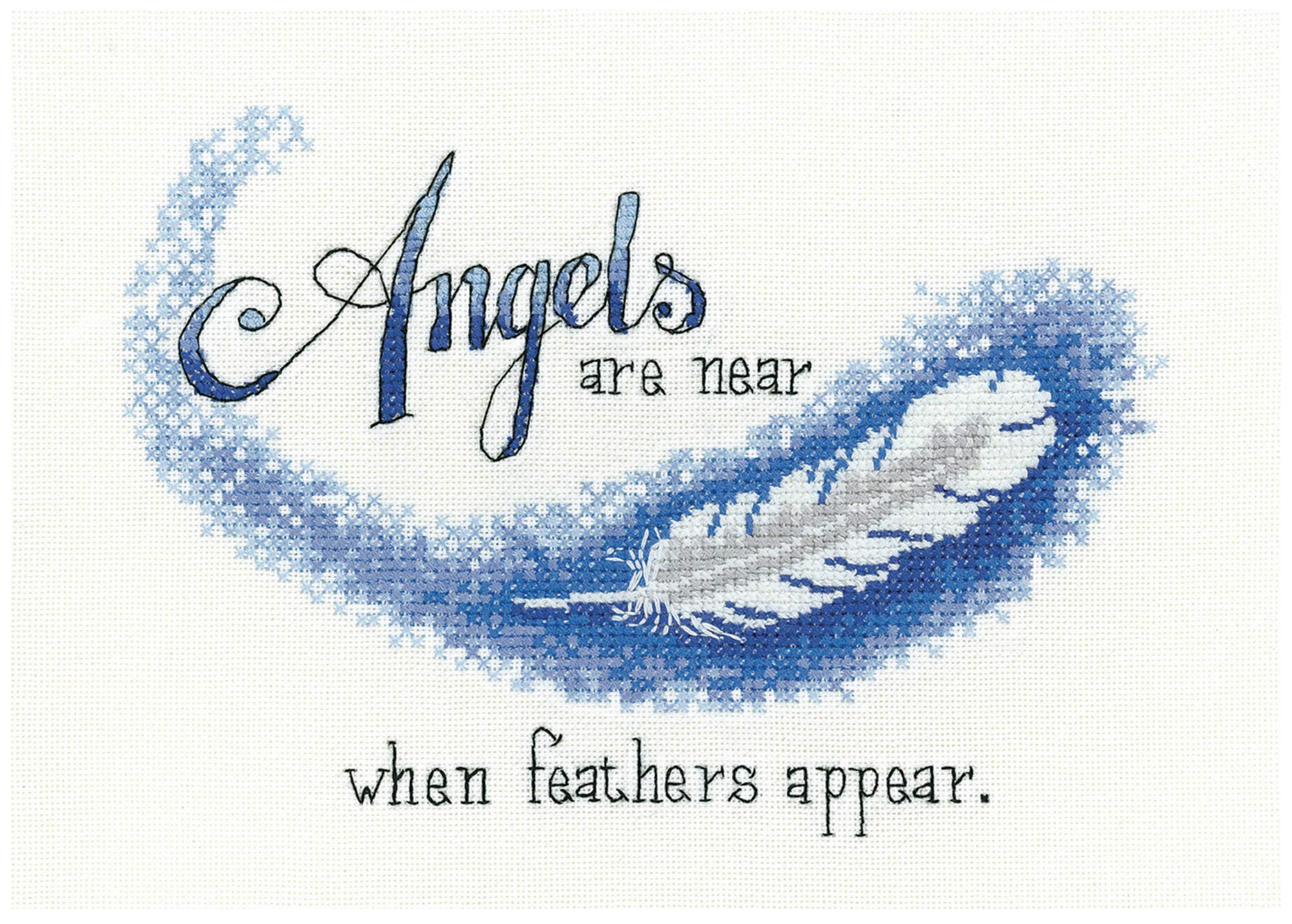 Heritage Crafts Cross Stitch Kit - Angels are Near When Feathers Appear (Aida)