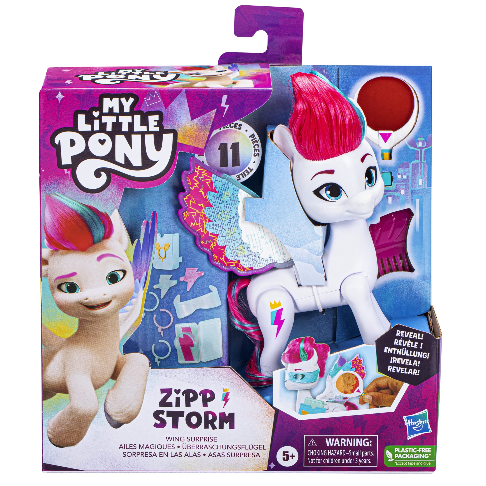 My Little Pony Dolls Zipp Storm Wing Surprise, 5.5-Inch Toy with Wings and Accessories, Toys for 5 Year Old Girls and Boys