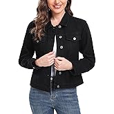 MISS MOLY Women's Denim Jacket Button Up Long Sleeve Basic Trendy Jean Jacket Coat with Pockets