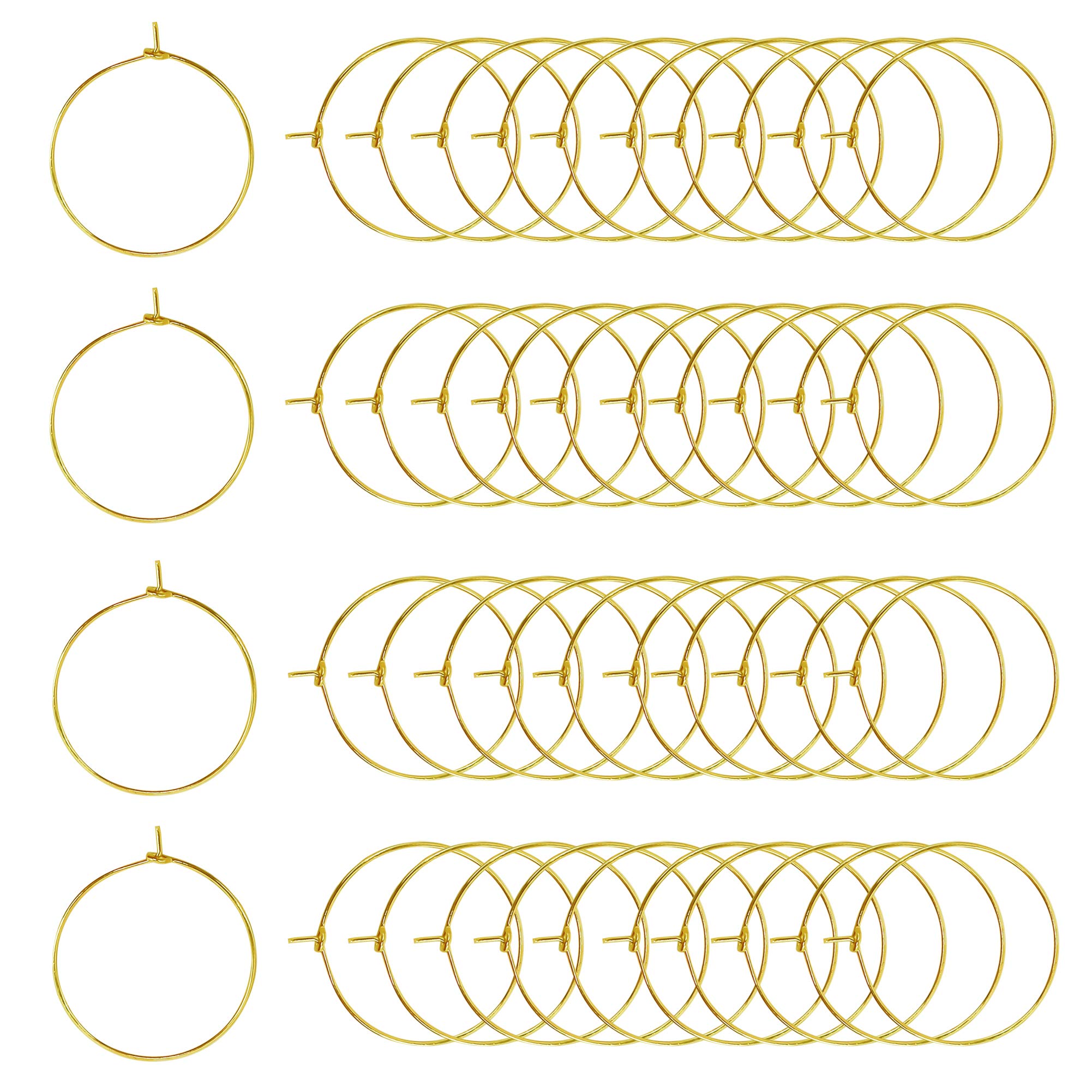 TOAOB 100 Pieces 25 mm Gold Tone Metal Hoop Earring Wine Glass Charms Rings Markers for Party Decorations and Jewellery Making Earrings