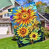 spring sunflower house flags 28 x 40 double sided, Floral Flower large Yard House Flags Outdoor House decorative