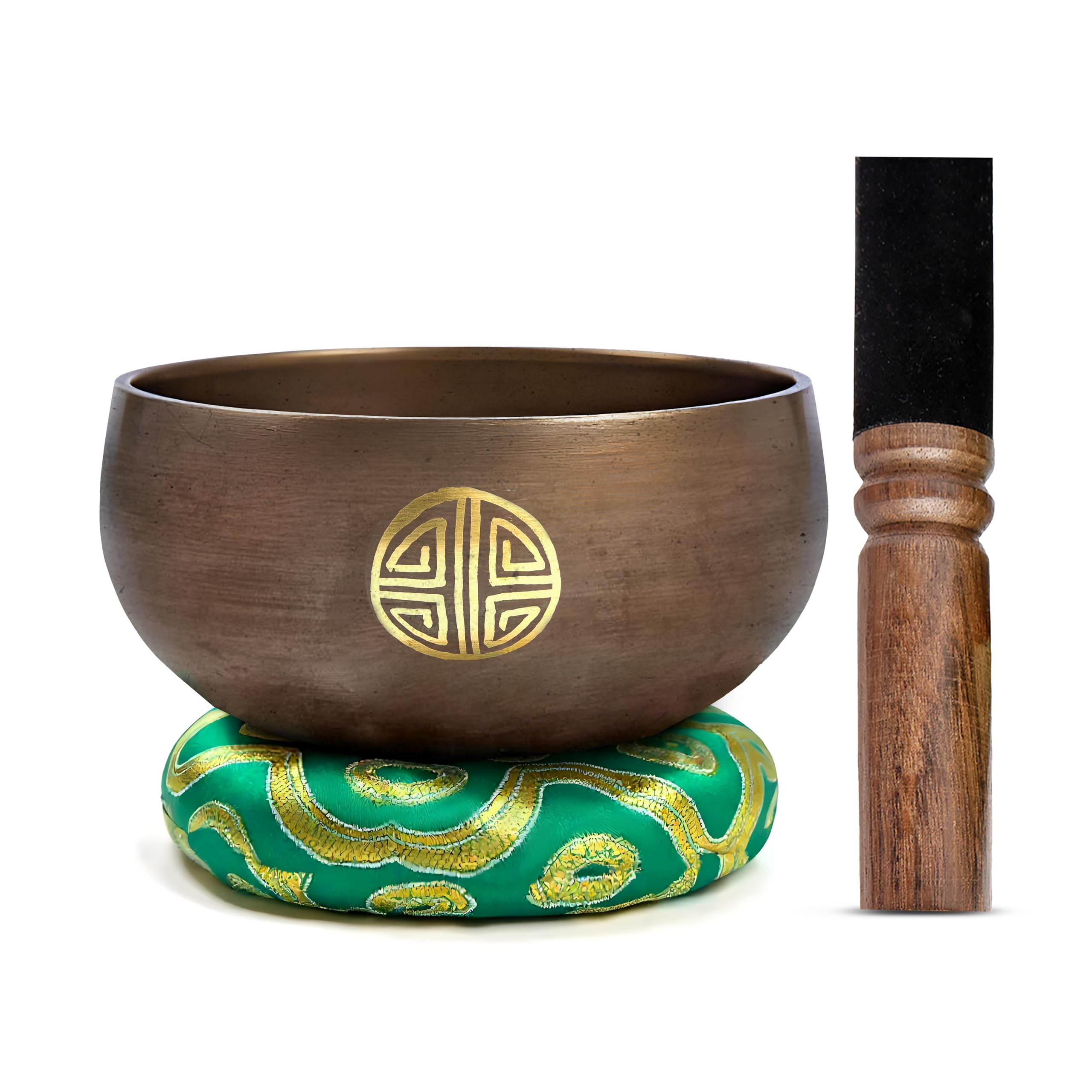 Photo 1 of Tibetan Singing Bowl Set Brass - Master Healing Grade - Authentic Handcrafted Sound Bowl by Himalayan Bazaar (Black and Red)