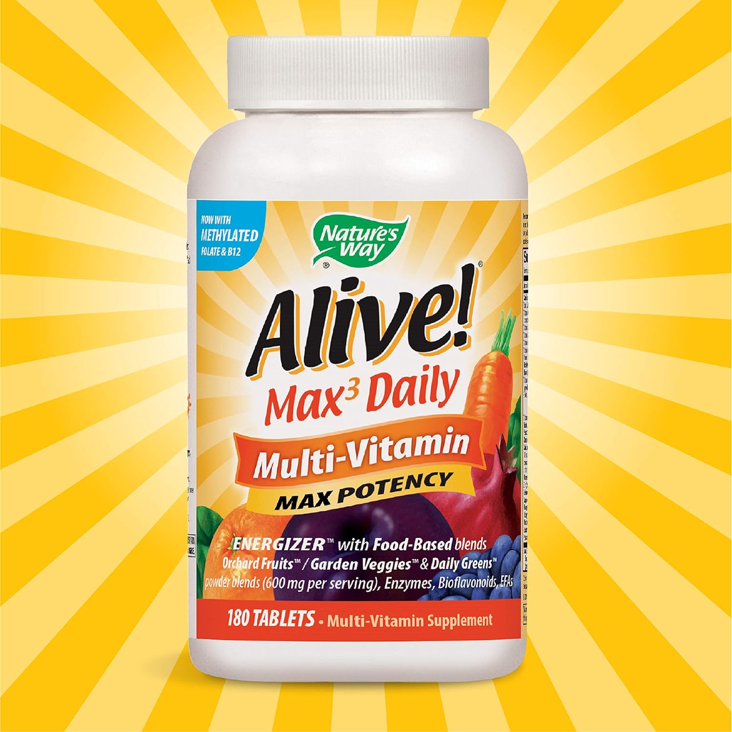 Nature's Way Alive! Max3 Daily Adult Multivitamin, Food-Based Blends (1, 060mgper serving) & Antioxidants, 180 Tablets: Health & Personal Care