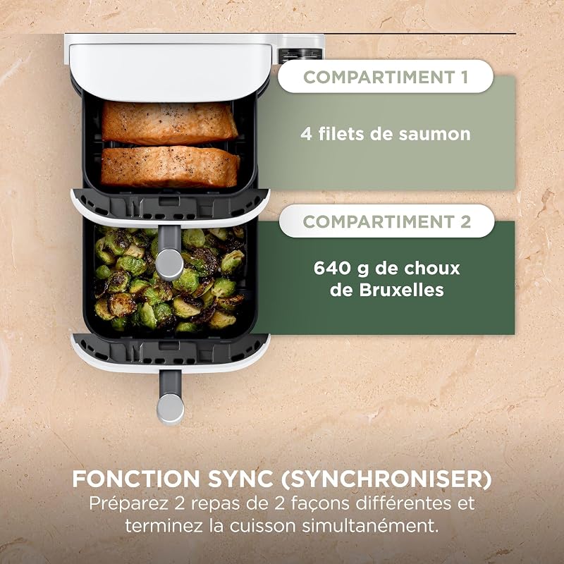 Double Stack XL Air Fryer, Friteuse sans huile Verticale, Blanc