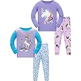 Pajamas for Boys Dinosaur Rocket Space 4-Piece PJs Long Sleeve Sets Sleepwear 2-12 Years
