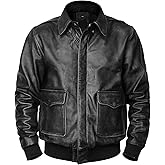 NM-Fashions Mens G-1 Leather Air Force A2 Flight Jacket - WW2 US Army Officer Pilot Distressed Coat