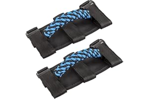 Savadicar 2 x Roll Bar Grab Handles, Circular Weave Grip Handle Compatible with 1955-2023 Jeep Wrangler CJ YJ TJ JK JKU JL JLU & Gladiator JT, Interior Accessories, Blue, 2PCs