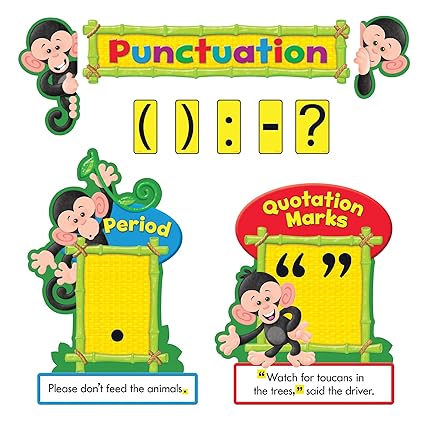 Trend Enterprises Monkey Mischief Punctuation Bulletin Board Set (27 Piece)