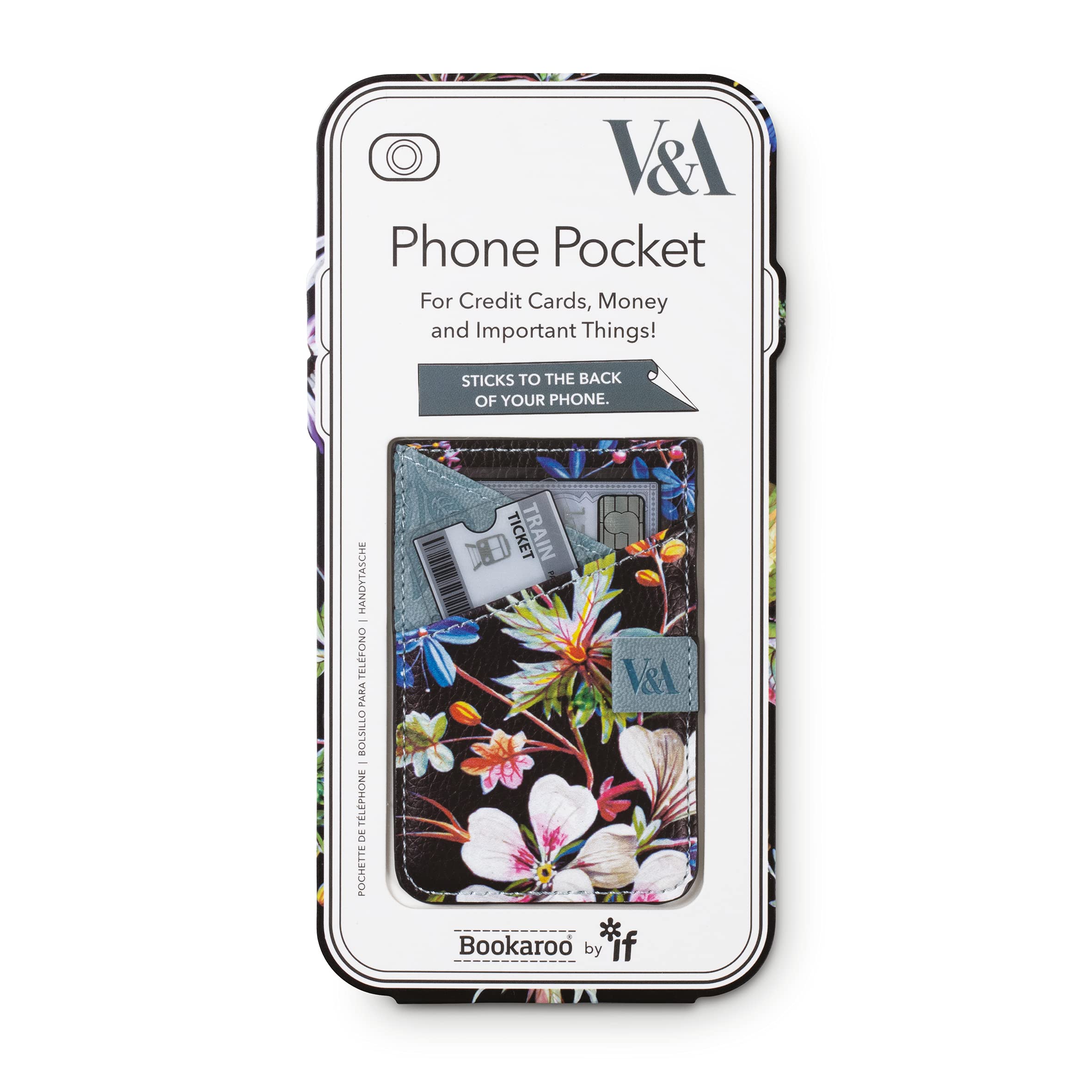IF V & A Bookaroo Phone Pocket Kilburn Black Floral — image 1