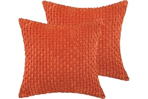 COTEY 20x20 Throw Pillow Covers Set of 2, Decorative Boho Covers for Bed, Couch Fluffy Pillow Cover for Living Room, Neutral Home Décor Accent for Sofa - Burnt Orange