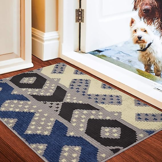 Color&Geometry Nonslip Door Mat 80 x 100 cm, Machine Washable Soft
