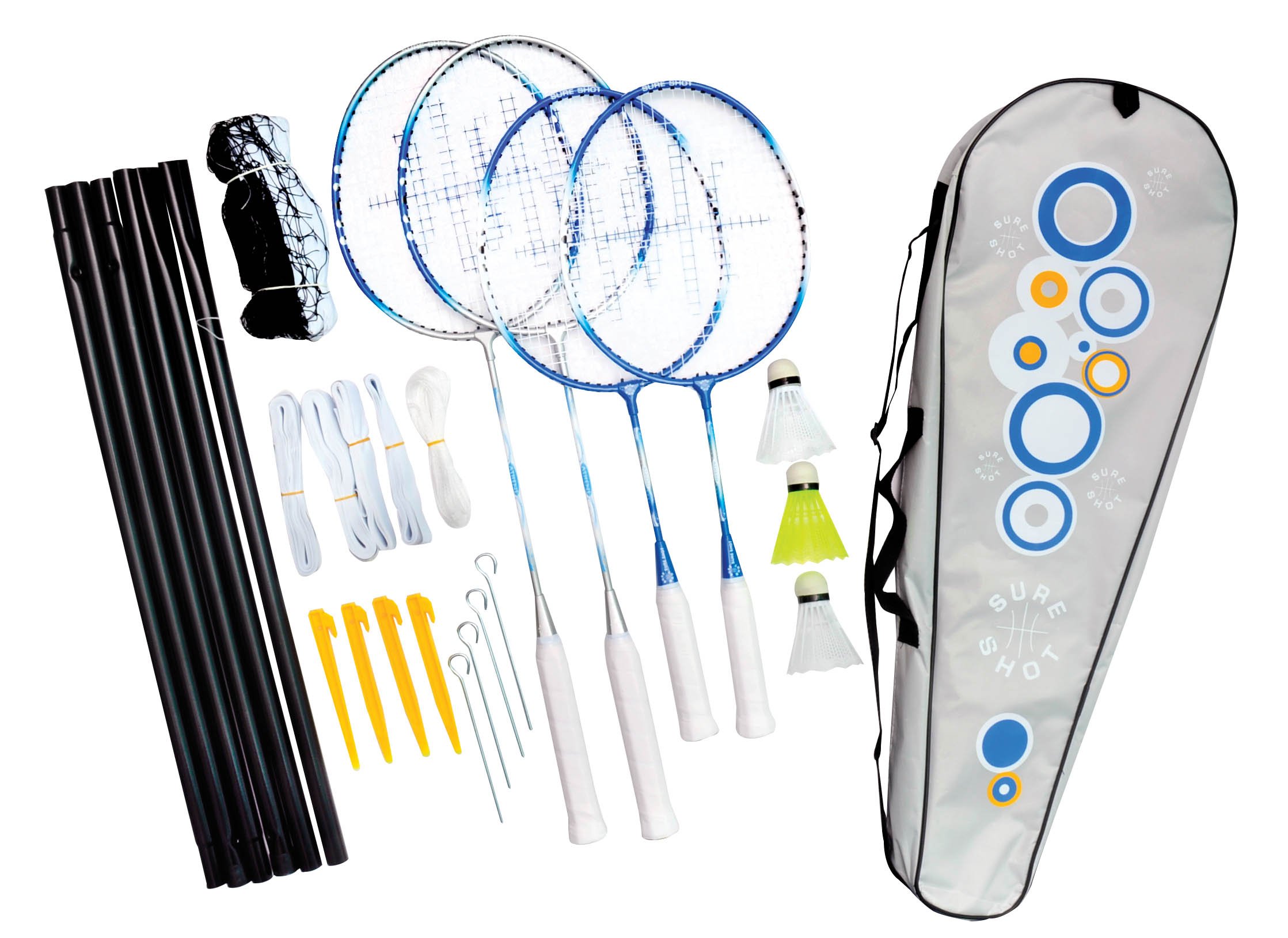 Sure Shot Athens Badminton Racket Set | Includes Rackets, Shuttlecocks & Carry Case (4 Player Family Set)