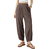 Tomosc Womens Baggy Wide Leg Pants Summer Casual Elastic Waist Palazzo Harem Pants with Pockets