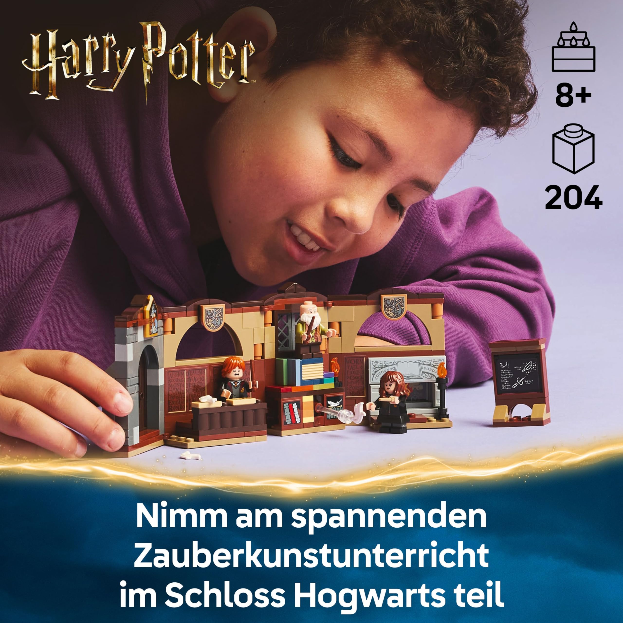 LEGO Harry Potter Schloss Hogwarts: Zauberkunstunterricht, Set mit 3 Minifiguren, inkl. Hermine Granger & Ron Weasley, Wingardium Leviosa Funktion, Spielzeug für Mädchen & Jungen ab 8 Jahren 76442 3