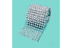 Yhsheen 1 Yard 10 Rows Sew Stitch On Spike Stud Rivet Flat-Back Punk Rock Trim Ribbon mesh Bead Craft (Silver)