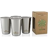 #1 Premium Stainless Steel Cups 16oz Pint Cup Tumbler (4 Pack) By Greens Steel - Premium Metal Cups - Stackable Durable Cup