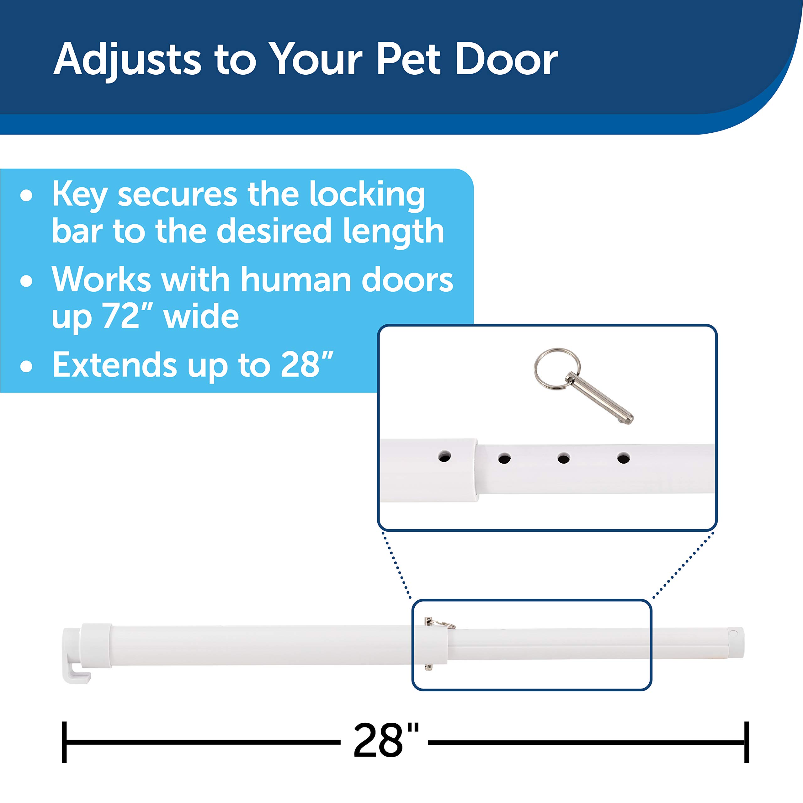 PetSafe Sliding Glass Pet Door Security Bar - Easy to Install - Lock Your Sliding Glass Dog Door - Compatible with PetSafe Sliding Glass Pet Doors - for Sliding Glass Doors up to 72” Wide