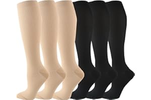 IMAGERIO 6 Pairs Compression Socks for Women and Men Circulation, 20-30 mmhg Knee High Best Support for Athletic Running, Cycling, Hiking, Medical, Nurse, Recovery