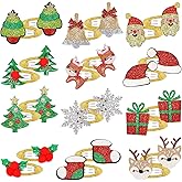 XunYee 12 Pairs Christmas Hair Clips Glitter Colorful Hair Barrettes Xmas Santa Snowflake Reindeer Bell Stockings Elk Hairpins Christmas Hair Accessories for Girls Women Xmas Holiday Party Gifts