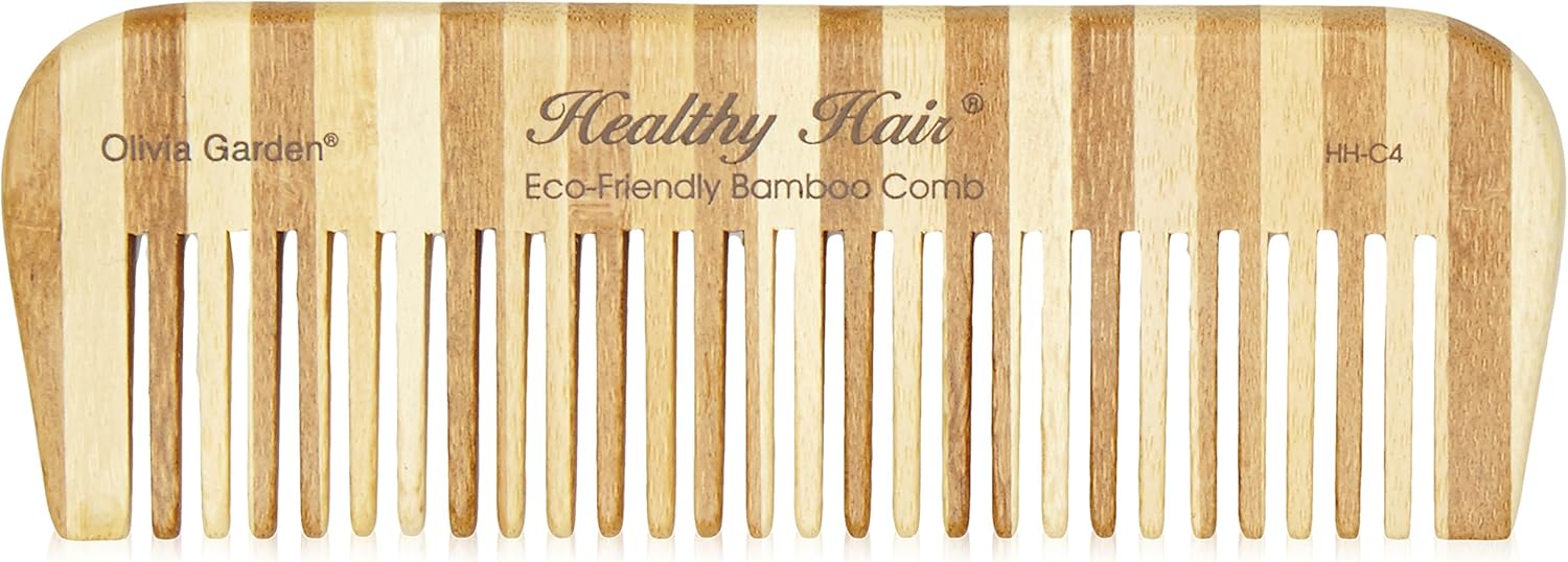 Olivia Garden Bamboo Touch Comb - Eco-conscious Bamboo Hair Comb Full Length - for Thick Hair, brown, HH-CO4