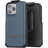Encased Rebel Holster Designed for iPhone 14 Pro Max Case with Belt Clip - Ultra Protective Heavy Duty Phone Case (Blue)
