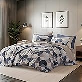 Regency Heights Stylish Three-Tone Printed Queen Size Comforter Set, Bed in a Bag 9-Piece Bedding Set, Ultra-Soft Microfiber Comforter and Sheets Set, Warm and Cozy for All Seasons, Navy Blue & Grey