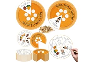 ForraFun 24 Sets Christian Fall Thanksgiving Craft Kit Religious Art Wheel Kit Color Your Own Autumn DIY Pumpkin Pie Card for Church Sunday School Home Classroom Reward Party Favor Decoration